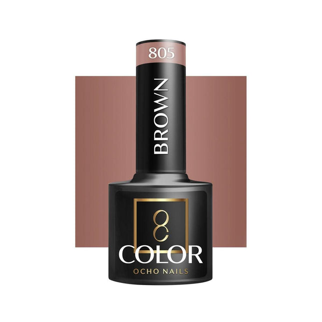 OCHO NAILS hibridinis nagų lakas BROWN 805 5g – rudas hibridinis lakas manikiūrui ir pedikiūrui