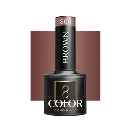 OCHO NAILS hibridinis nagų lakas BROWN 806, 5 g – profesionalus rudas lakas manikiūrui ir pedikiūrui