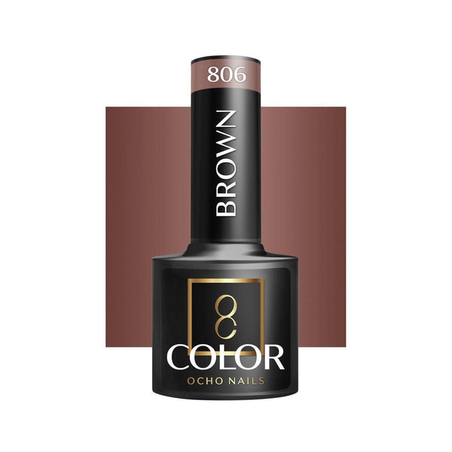 OCHO NAILS hibridinis nagų lakas BROWN 806, 5 g – profesionalus rudas lakas manikiūrui ir pedikiūrui