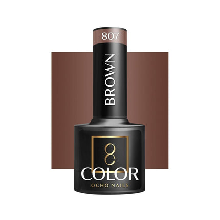 OCHO NAILS hibridinis nagų lakas BROWN 807 5g – rudas hibridinis lakas manikiūrui ir pedikiūrui