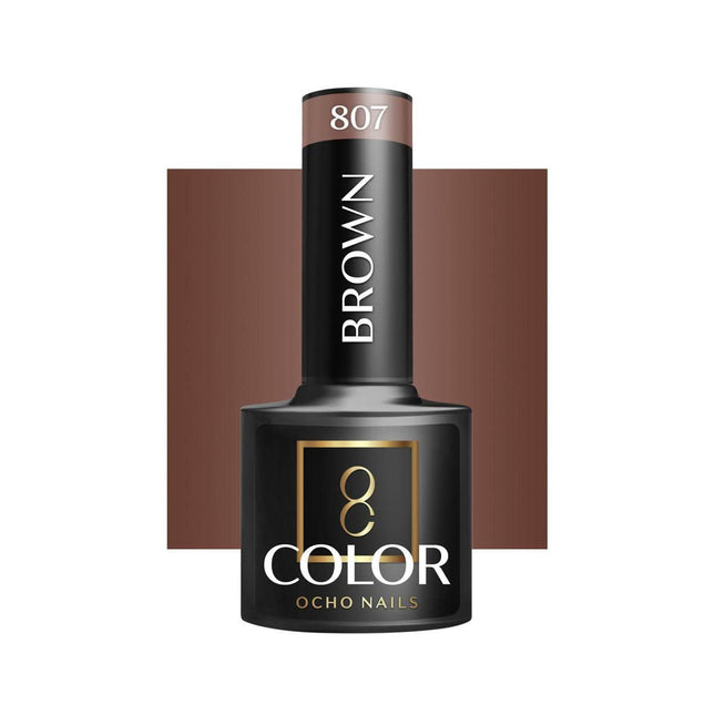 OCHO NAILS hibridinis nagų lakas BROWN 807 5g – rudas hibridinis lakas manikiūrui ir pedikiūrui