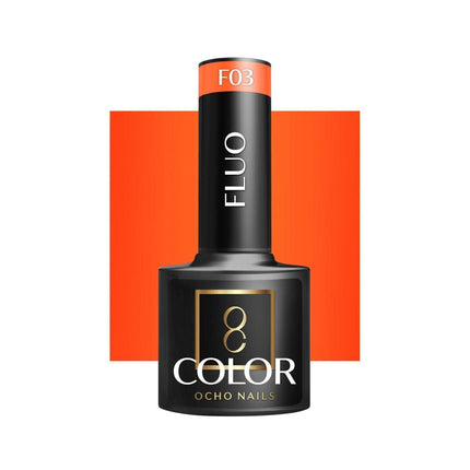 OCHO NAILS hibridinis nagų lakas FLUO F03 5g – ryškus fluorescencinis spalvos pigmentas manikiūrui ir pedikiūrui
