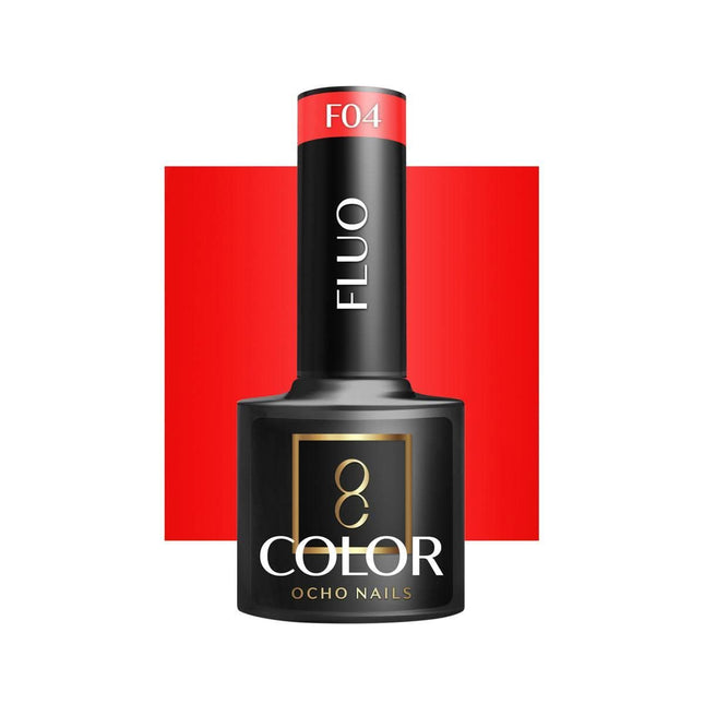 OCHO NAILS hibridinis nagų lakas FLUO F04 5 g – ryškus fluorescentinis atspalvis manikiūrui
