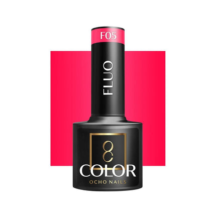 OCHO NAILS hibridinis nagų lakas FLUO F05 5g – ryški fluorescentinė spalva ilgalaikiam manikiūrui