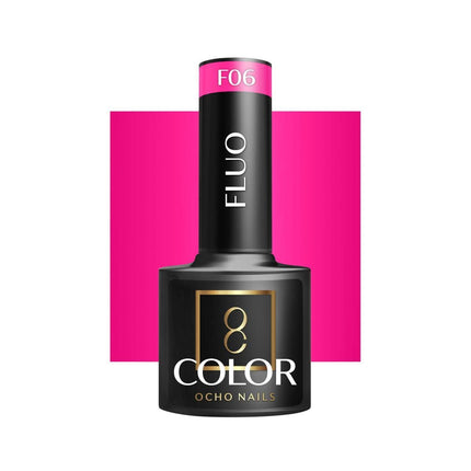 OCHO NAILS hibridinis nagų lakas FLUO F06 5g – ryški fluorescentinė spalva manikiūrui ir pedikiūrui