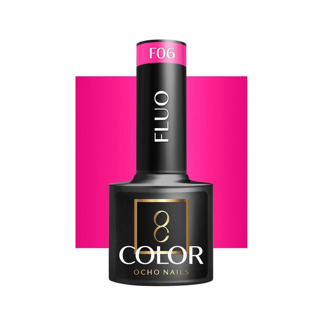 OCHO NAILS hibridinis nagų lakas FLUO F06 5g – ryški fluorescentinė spalva manikiūrui ir pedikiūrui