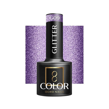 OCHO NAILS hibridinis nagų lakas GLITTER G09 5g – blizgus manikiūro lakas profesionalams