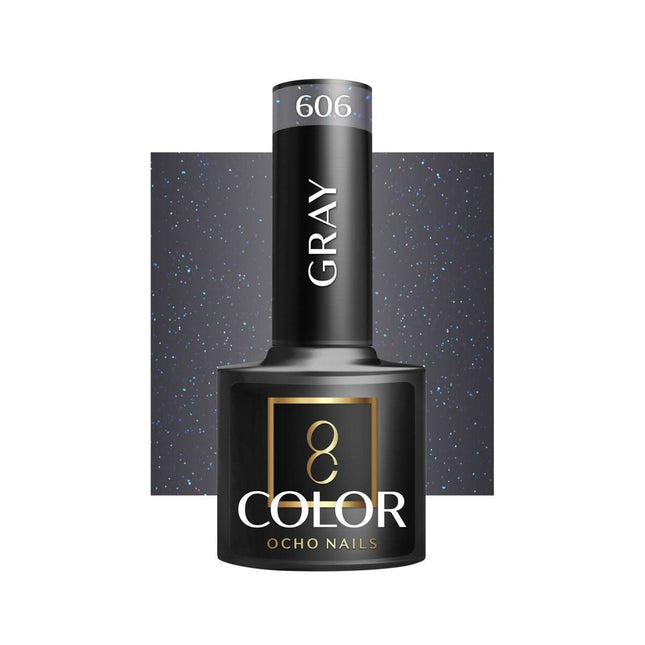 OCHO NAILS hibridinis nagų lakas GRAY 606 5g – pilkos spalvos lakas manikiūrui ir pedikiūrui