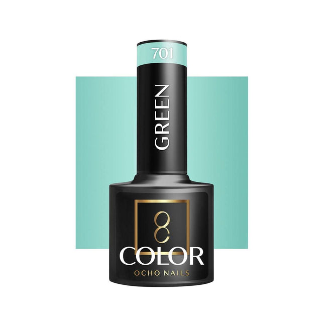 OCHO NAILS hibridinis nagų lakas GREEN 701 5g – žalias hibridinis lakas manikiūrui ir pedikiūrui