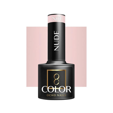 OCHO NAILS hibridinis nagų lakas NUDE N01 5g – profesionalus nude atspalvis manikiūrui ir pedikiūrui