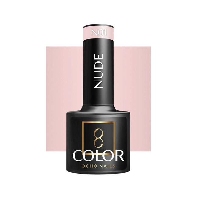 OCHO NAILS hibridinis nagų lakas NUDE N01 5g – profesionalus nude atspalvis manikiūrui ir pedikiūrui