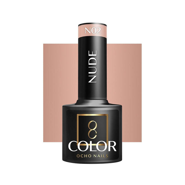 OCHO NAILS hibridinis nagų lakas NUDE N02 5g – nude atspalvio manikiūro lakas profesionaliam naudojimui