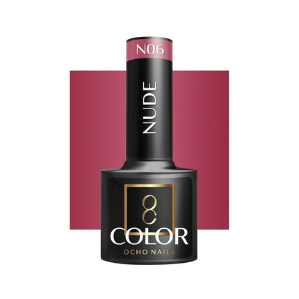 OCHO NAILS hibridinis nagų lakas NUDE N06 5g – smėlio spalvos nude manikiūro lakas profesionalams