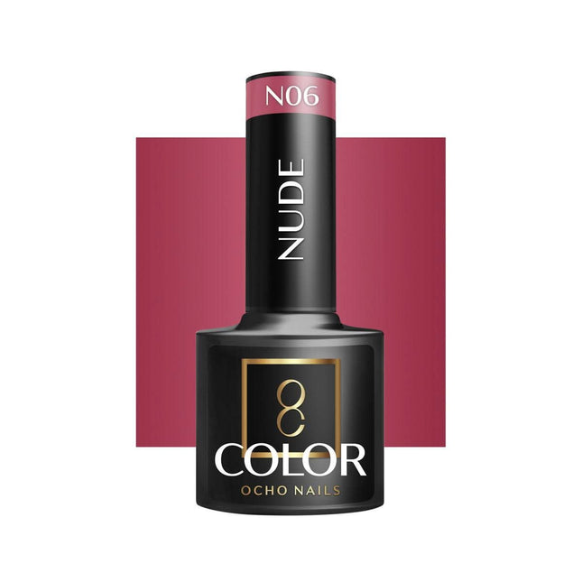 OCHO NAILS hibridinis nagų lakas NUDE N06 5g – smėlio spalvos nude manikiūro lakas profesionalams