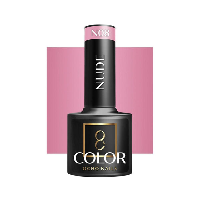 OCHO NAILS hibridinis nagų lakas NUDE N08 5g – nude atspalvio hibridas manikiūrui ir pedikiūrui