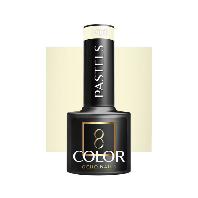 OCHO NAILS hibridinis nagų lakas PASTELS P01 5g – pastelinės spalvos ilgalaikis manikiūro lakas profesionalėms