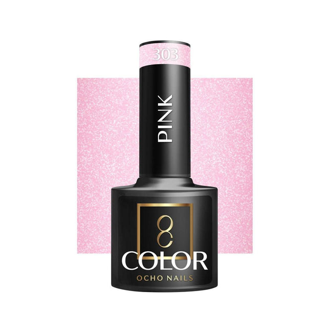 OCHO NAILS hibridinis nagų lakas PINK 303 5g – profesionalus rožinis lakas manikiūrui ir pedikiūrui
