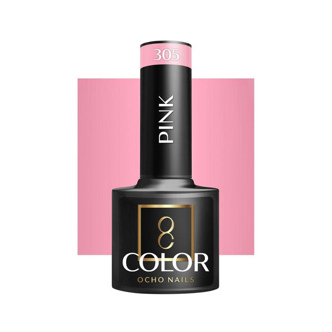 OCHO NAILS hibridinis nagų lakas PINK 305 5g – rožinis hibridinis lakas manikiūrui ir pedikiūrui