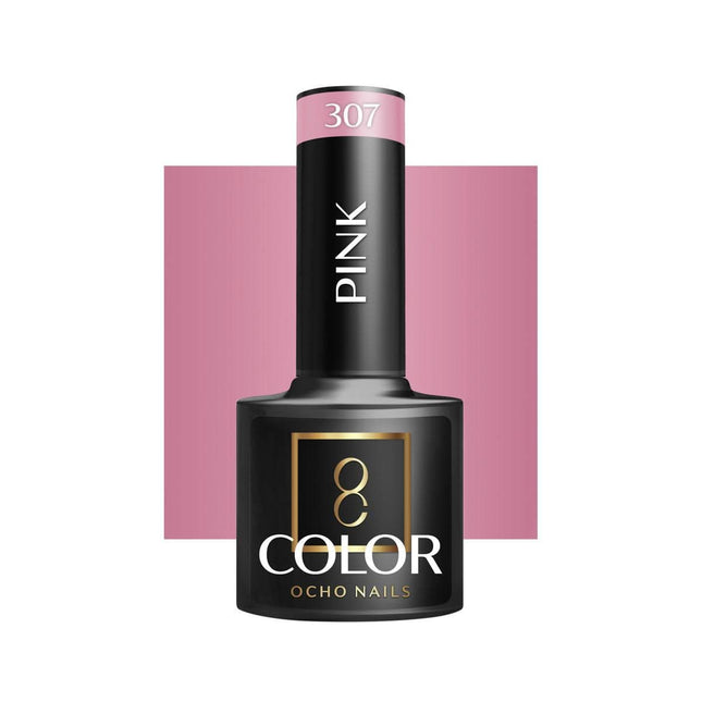 OCHO NAILS hibridinis nagų lakas PINK 307 5g – rožinis hibridinis lakas manikiūrui ir pedikiūrui