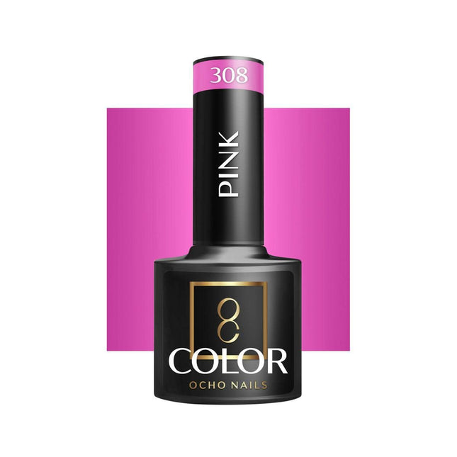 OCHO NAILS hibridinis nagų lakas PINK 308 5g – rožinės spalvos hibridinis lakas manikiūrui ir pedikiūrui