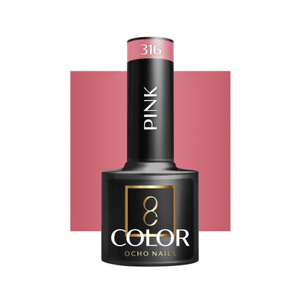 OCHO NAILS hibridinis nagų lakas PINK 316 5g – rožinis manikiūro lakas profesionaliems nagų meistrams