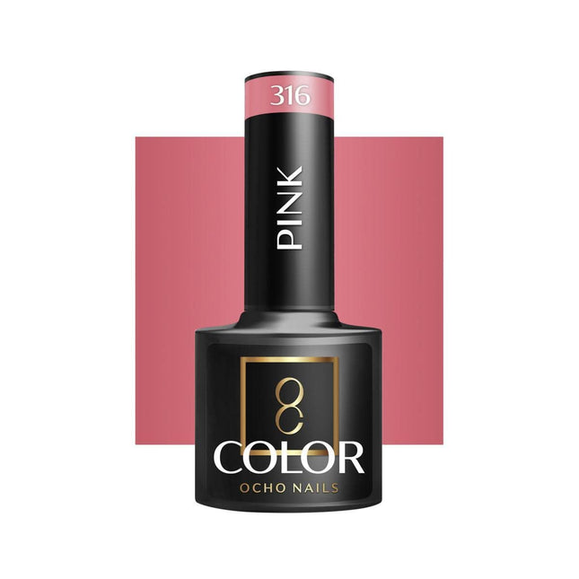 OCHO NAILS hibridinis nagų lakas PINK 316 5g – rožinis manikiūro lakas profesionaliems nagų meistrams