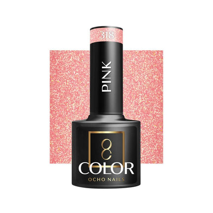 OCHO NAILS hibridinis nagų lakas PINK 318 5g – rožinis hibridinis lakas manikiūrui ir pedikiūrui