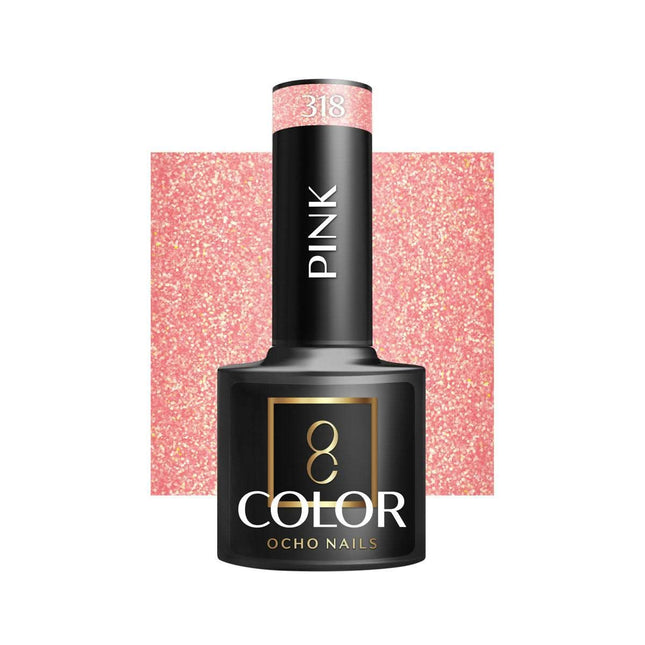 OCHO NAILS hibridinis nagų lakas PINK 318 5g – rožinis hibridinis lakas manikiūrui ir pedikiūrui