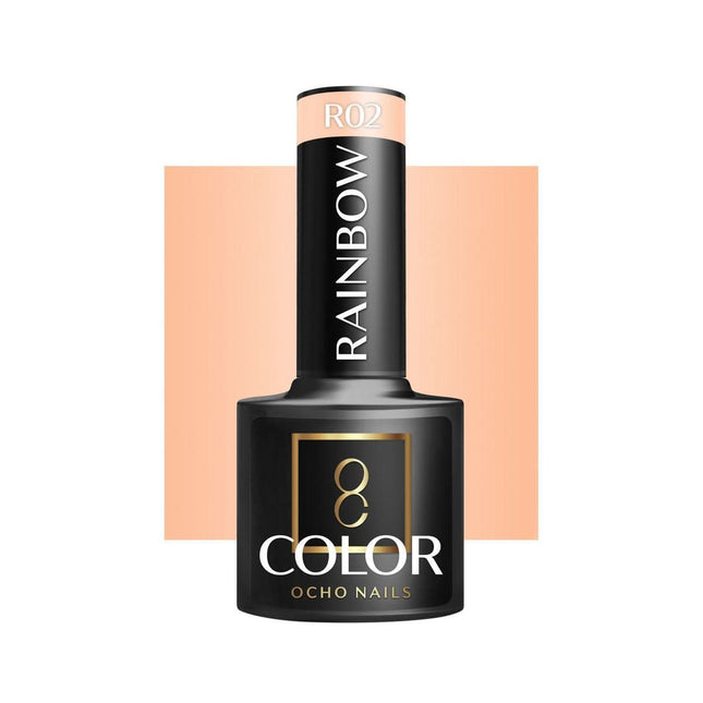 OCHO NAILS hibridinis nagų lakas RAINBOW R02 5g – ryškios spalvos manikiūrui ir pedikiūrui profesionalėms
