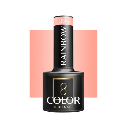 OCHO NAILS hibridinis nagų lakas RAINBOW R03 5g – ryškios spalvos profesionalus manikiūras iki 3 savaičių