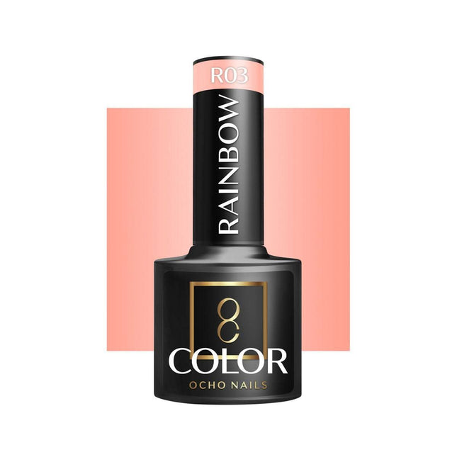 OCHO NAILS hibridinis nagų lakas RAINBOW R03 5g – ryškios spalvos profesionalus manikiūras iki 3 savaičių