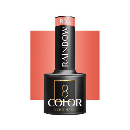 OCHO NAILS hibridinis nagų lakas RAINBOW R04 5g – intensyvios pigmentacijos manikiūro ir pedikiūro lakas profesionalams