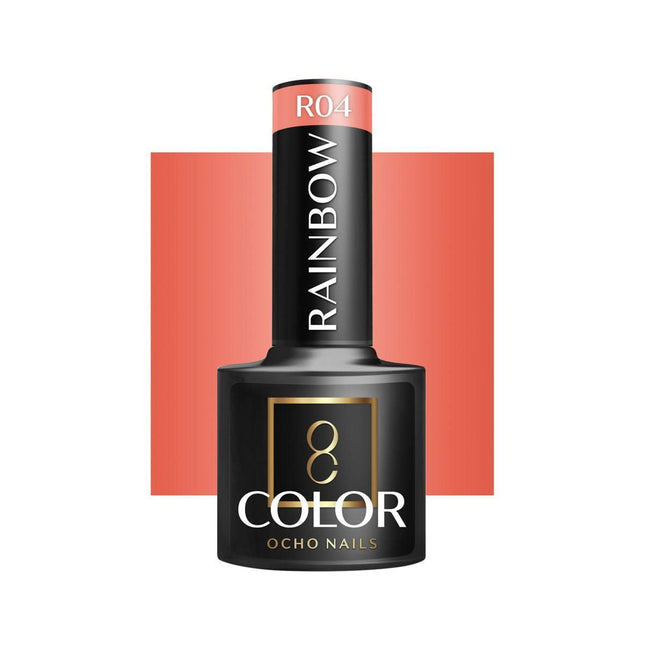 OCHO NAILS hibridinis nagų lakas RAINBOW R04 5g – intensyvios pigmentacijos manikiūro ir pedikiūro lakas profesionalams