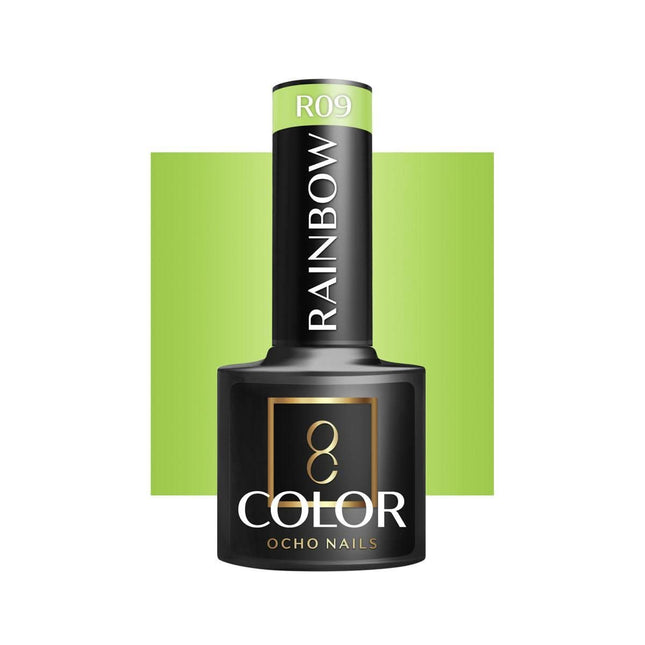 OCHO NAILS hibridinis nagų lakas RAINBOW R09 5g – intensyvios pigmentacijos spalva manikiūrui ir pedikiūrui