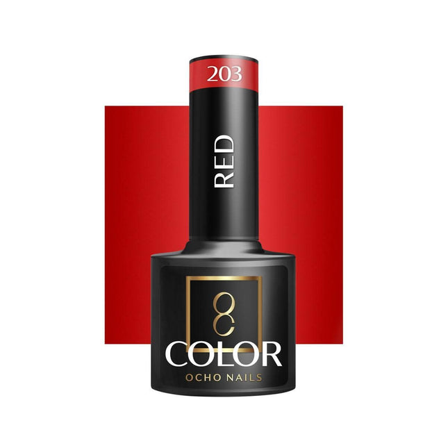OCHO NAILS hibridinis nagų lakas RED 203 5g – raudonas hibridinis lakas manikiūrui ir pedikiūrui