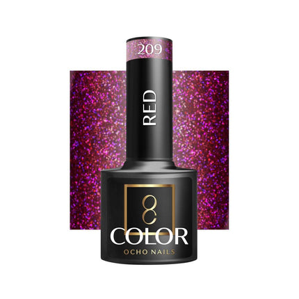 OCHO NAILS hibridinis nagų lakas RED 209 5g – profesionalus raudonas hibridas manikiūrui ir pedikiūrui