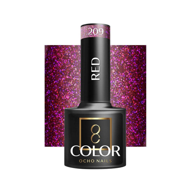 OCHO NAILS hibridinis nagų lakas RED 209 5g – profesionalus raudonas hibridas manikiūrui ir pedikiūrui