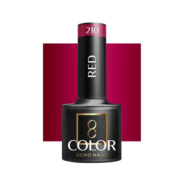 OCHO NAILS hibridinis nagų lakas RED 210 5g – intensyvios raudonos spalvos gelinis lakas manikiūrui ir pedikiūrui