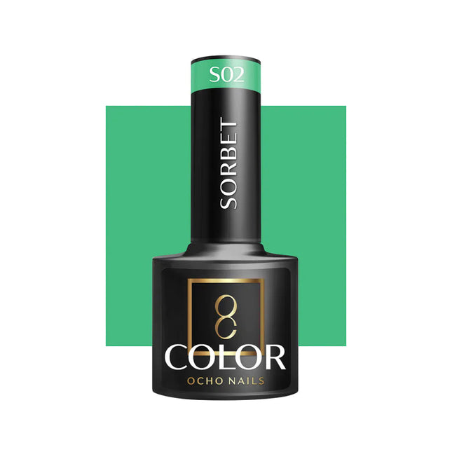 OCHO NAILS hibridinis nagų lakas SORBET S02 5g – profesionalus rožinis atspalvis manikiūrui ir pedikiūrui