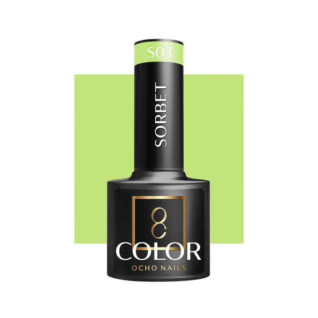 OCHO NAILS hibridinis nagų lakas Sorbet S03 5g – profesionalus manikiūro ir pedikiūro lakas nagų stilistams
