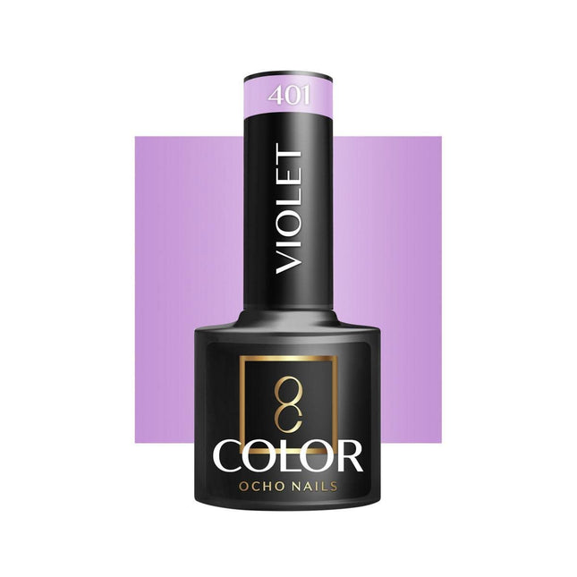 OCHO NAILS hibridinis nagų lakas VIOLET 401 5g – violetinis manikiūro ir pedikiūro lakas profesionalams