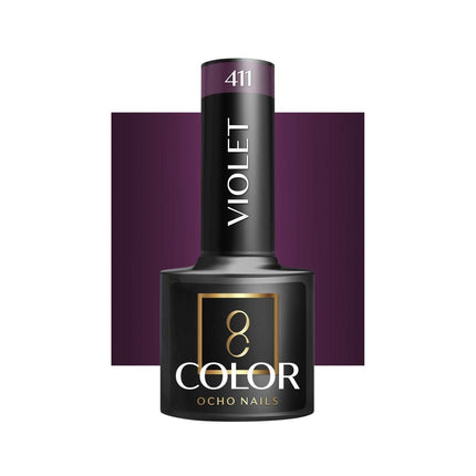 OCHO NAILS hibridinis nagų lakas VIOLET 411 5g – violetinis hibridas manikiūrui ir pedikiūrui