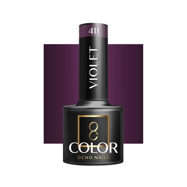 OCHO NAILS hibridinis nagų lakas VIOLET 411 5g – violetinis hibridas manikiūrui ir pedikiūrui
