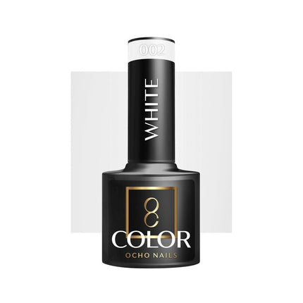 OCHO NAILS hibridinis nagų lakas WHITE 001 5g – baltas hibridas profesionaliems nagų stilistams, stabili pigmentacija