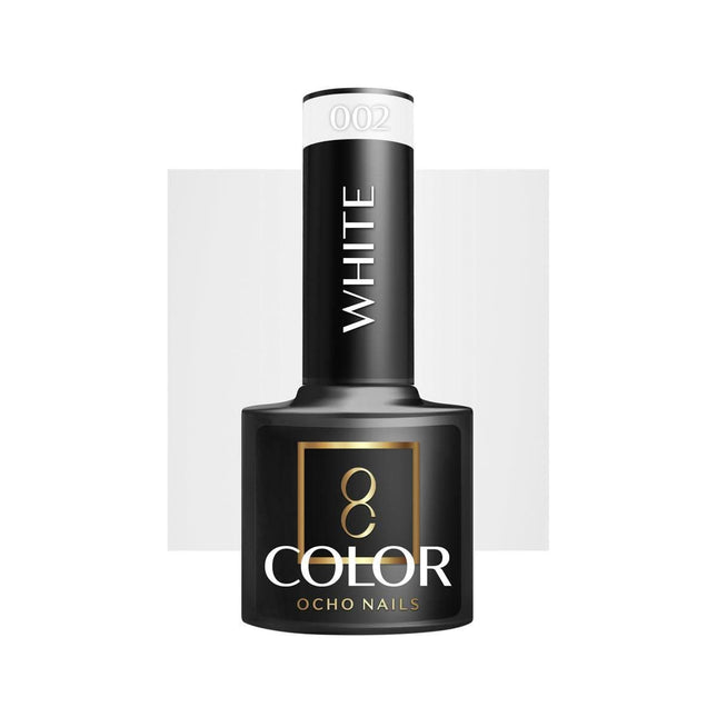 OCHO NAILS hibridinis nagų lakas WHITE 001 5g – baltas hibridas profesionaliems nagų stilistams, stabili pigmentacija