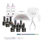 OCHO NAILS manikiūro rinkinys 4 – hibridinių nagų komplektas su lakais, baze, topu ir UV/LED lempa profesionaliam manikiūrui