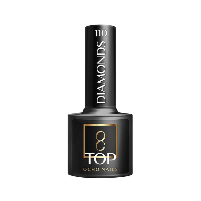 OCHO NAILS DIAMONDS TOP NO WIPE 110 viršutinis nagų lako sluoksnis be lipnumo, 5 g – profesionalus manikiūro produktas salona