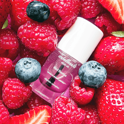 Isabelle profesionalus nagų odelių aliejus Red Berries – raudonų uogų formulė salonų manikiūro ir pedikiūro priežiūrai
