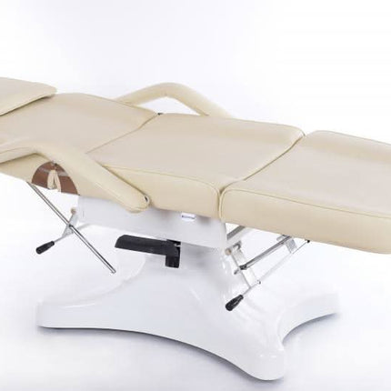 RESTPRO Hydro-1 smėlio spalvos kosmetologijos sofa su reguliuojamu atlošu grožio kabinetui