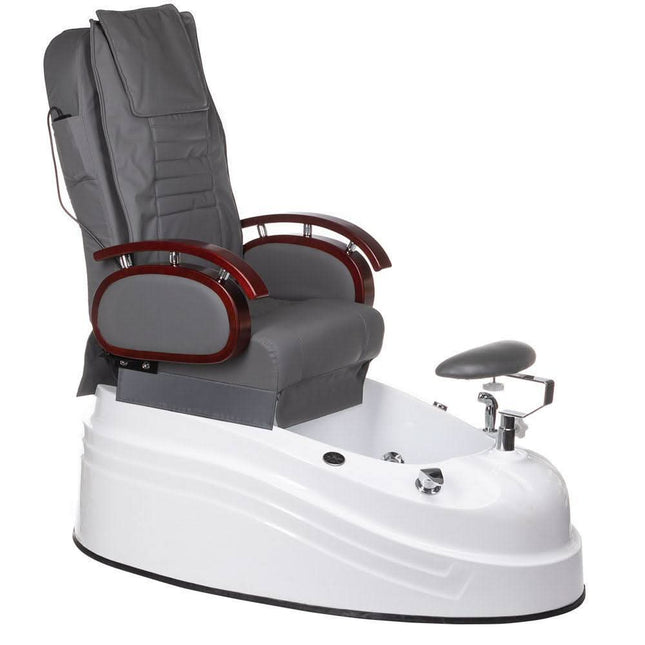 BS BR-2307 pilka pedikiūro kėdė su masažo funkcija ir pėdų vonele profesionaliam grožio salonui